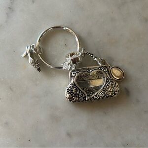 Elegant Silver Tone  Locket Keychain with Heart Design